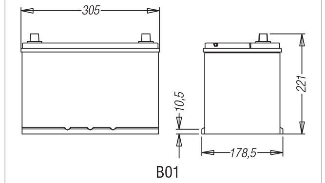 Batterie 12v 95ah 760a en +gauche black titanium d31x95