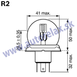 Autožiarovka 12V R2 45/40W P45t ELTA