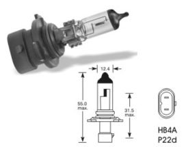 Autožiarovka 12V HB4A 51W, P22d NARVA