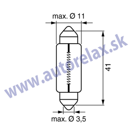 Autožiarovka 12V K10W SV8,5-43 d-11mm sufit červená NARVA