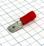 Kolík plochý izolovaný 6.3mm červený