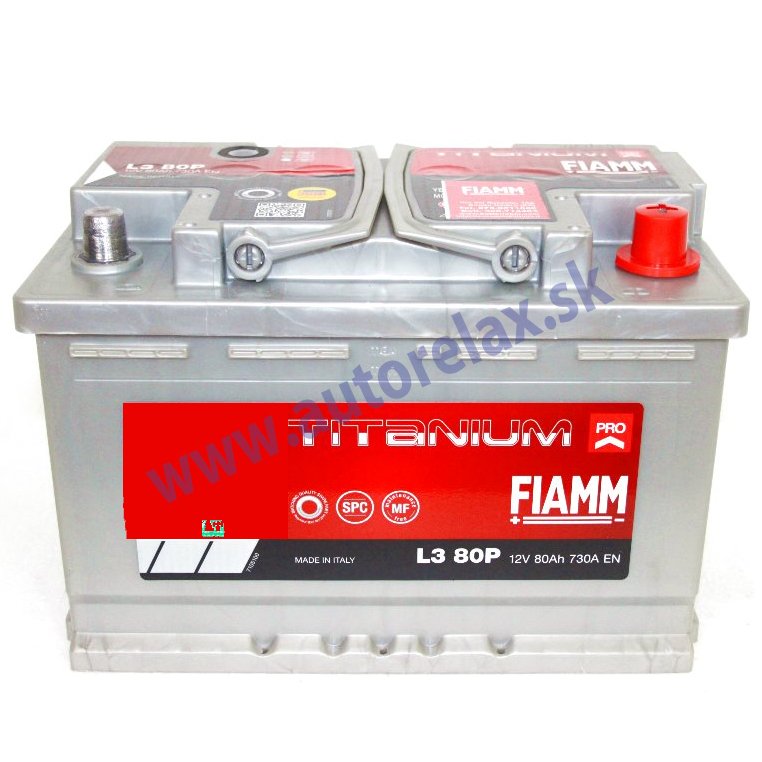 BATERÍA L3 80P FIAMM 12V TITANIUM PRO 80Ah - 730A- L3 80P