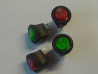 Vypínač kolískový okrúhly zelený podsvietený 12V, 16A